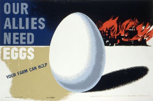 design-is-fine:Herbert Bayer, Our Allies need eggs, your farm can help, 1942. Rural Electrification 