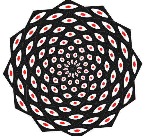 Carnival of Mathematics 108 is up!
This #mathart by playful_geometer, 108 eyes, shows the 9 dozen structure of 108, which is possibly why the number is so significant to many cultures.