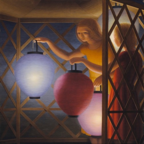 In the Summerhouse (USA, 1958) Genre painting, By George Tooker