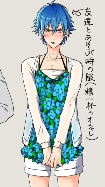 beni-shigures-deathmaiden: Caught Aoba wearing his dress? What? X I know that haircut… ;)