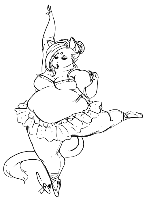 squidbiscuit:  Just doodlin’. Here’s a kitty ballet dancer…I may finish her