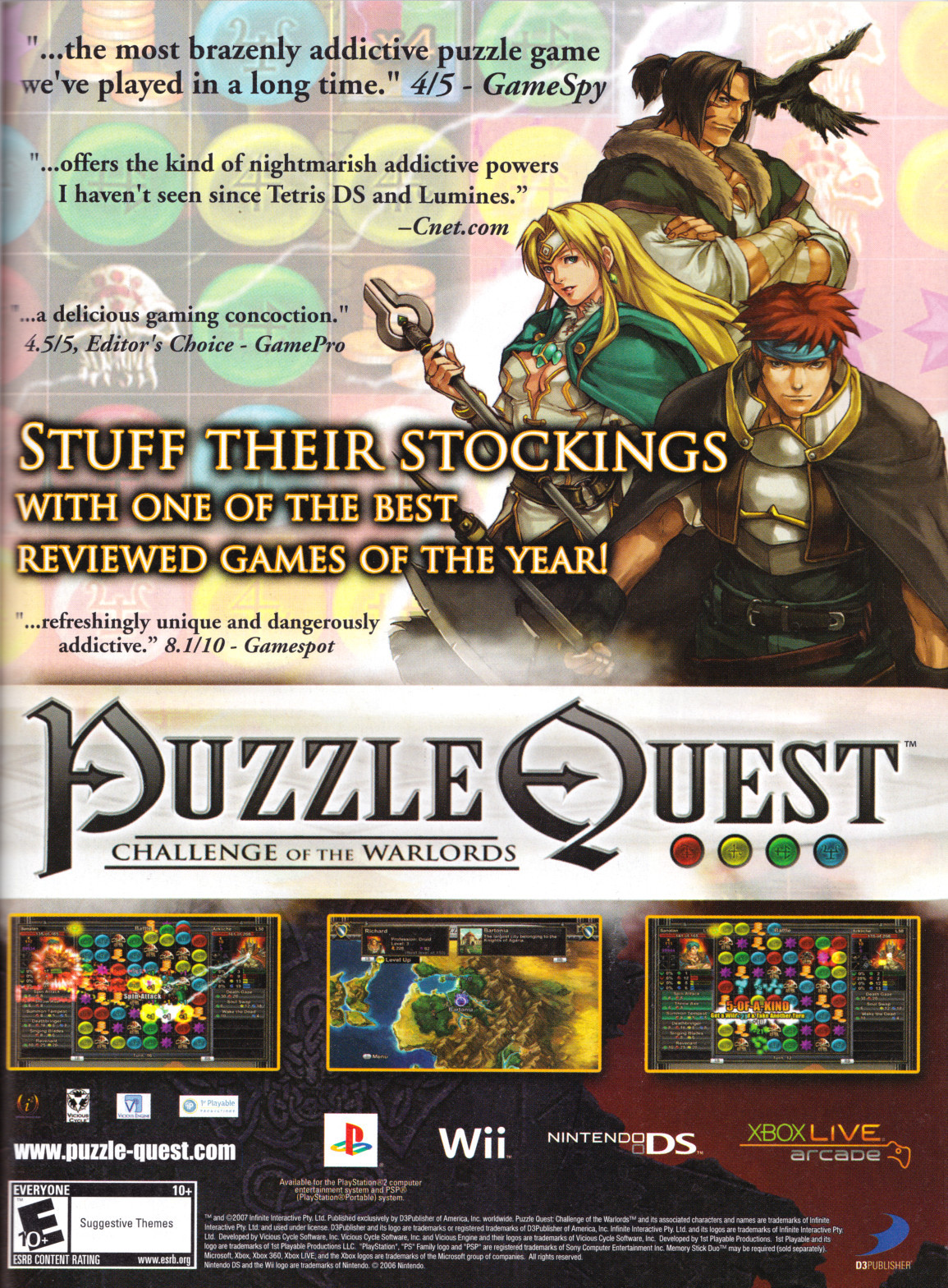 ‘Puzzle Quest: Challenge of the Warlords’[PS2 / PSP / WII / DS / XBLA]
[USA] [Magazine] [2007]
• Nintendo Power, Holiday 2007 (#223)