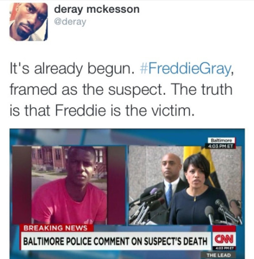 krxs10:UNARMED BLACK MAN KILLED IN POLICE CUSTODY  On April 12, Freddie Gray, healthy and whole, was arrested by the Baltimore Police.According to his family and attorney Billy Murphy, when Freddie arrived at the hospital he had three broken vertebrae,