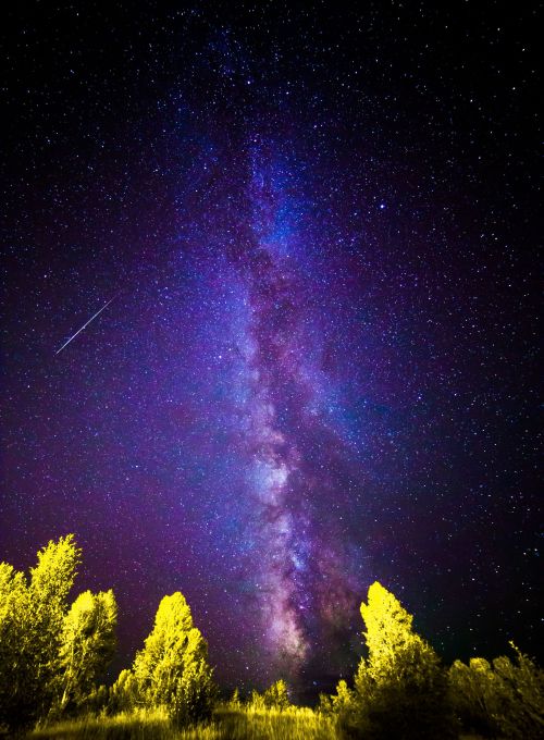 blondeisawesome:The Milky Way with a shooting star