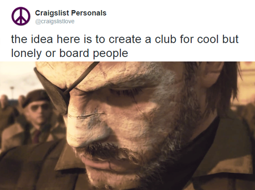 niyin:    Craigslist Personals + Punished “Venom” Snake a.k.a. Big Boss
