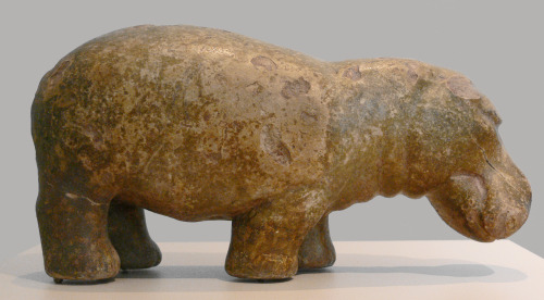 Egyptian faience sculpture of a hippopotamus.  Artist unknown; 18th or 19th Dynasty (ca. 1500-1300 B