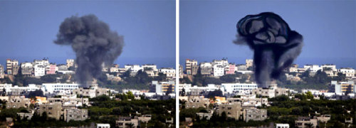 amroyounes:  Palestinians Turn Smoke From Israeli Rocket Strikes Into Powerful Images Some would consider the arming of Israel, the constant bombardment and the murder of children as terrorism.  But thats not how Israel and the U.S. sees it.