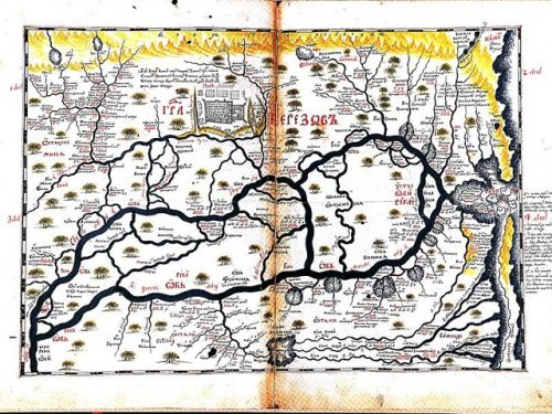 Map of Beryozov by Semyon U. Remezov (1700).Beryozov was founded in 1593 on the Severnaya Sosva rout