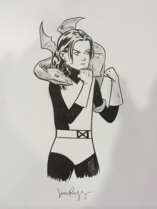 jimrugg:  Kitty Pryde &amp; Lockheed drawing from HeroesCon