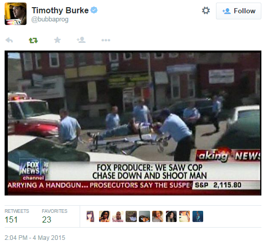 A Fox News reporter saw the Baltimore police shoot a man in the back, police pepper