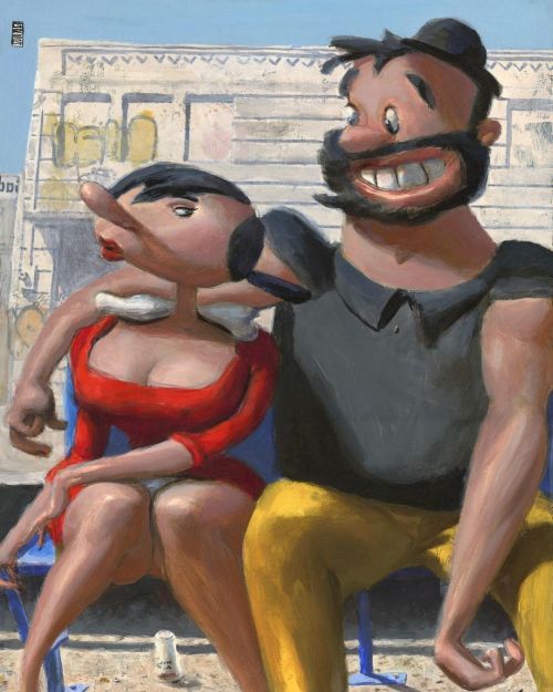 gregoryhergert:Manspreading…before I was focused on Olive Oyl as a movie star I painted her i