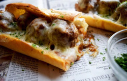 lustingfood:  French Onion Meatball Sub 