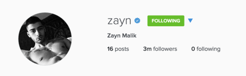 dupattazayn:  zayn reached 3m followers on his instagram :’) 