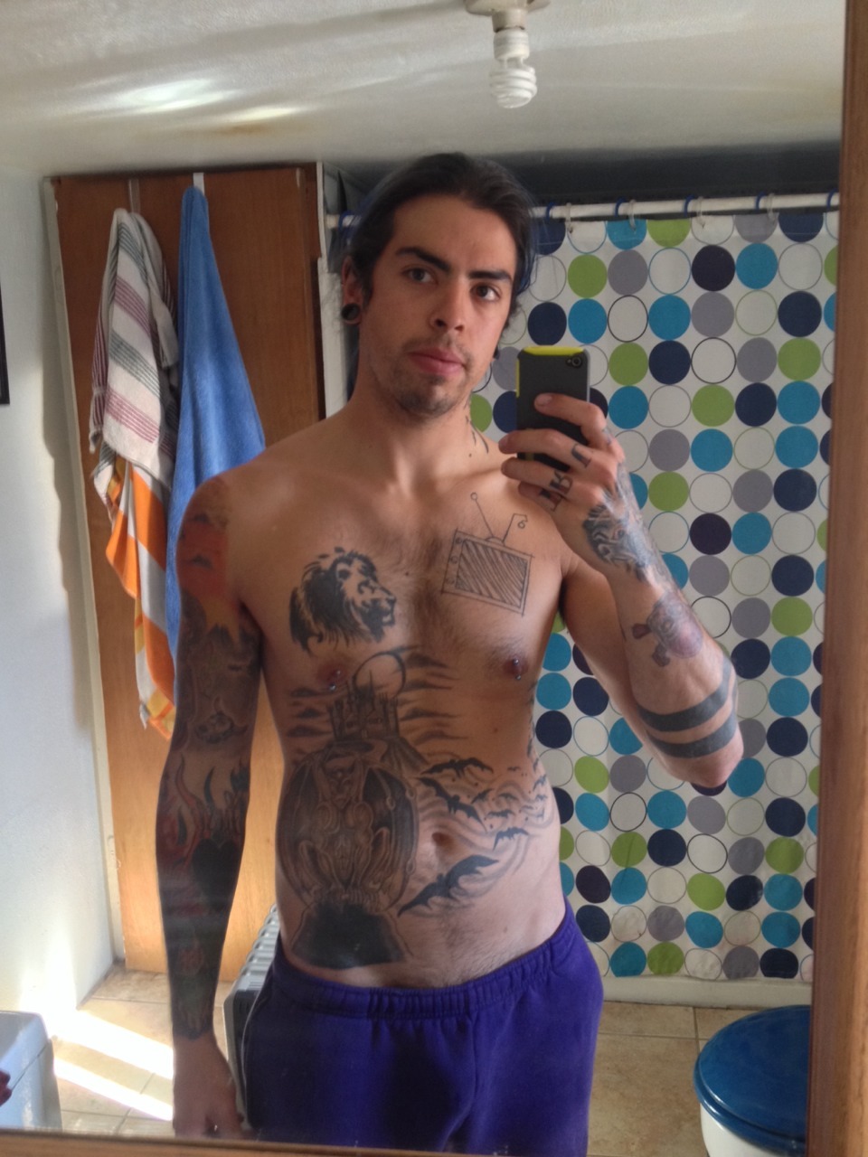 nirad:Cliche bathroom shirtless mirror pic (;