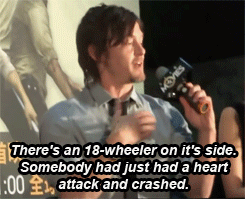 arielmh:  Norman talking about how he helped rescue a man from a car crash. As if
