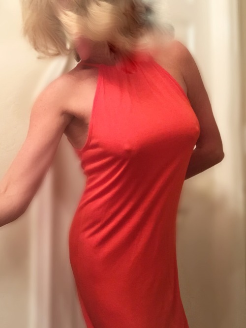 roseisnotred:  soccer-mom-marie-2:  BRALESS FRIDAY- and I’m trying on a dress I might wear to a cocktail party tonight. No bra or panty works with it (I despise panty lines!), so it would be just the dress and shoes tonight. Do I dare, @soccer-mom-marie-2