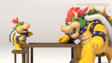 soft-deer-bxy:  Bowser is a good dad.Bonus:He giggle.