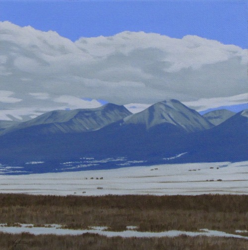 Humboldt PeakAcrylic on canvas 8x8". Charles Morgenstern, 2022. Humboldt Peak seen from Westcli