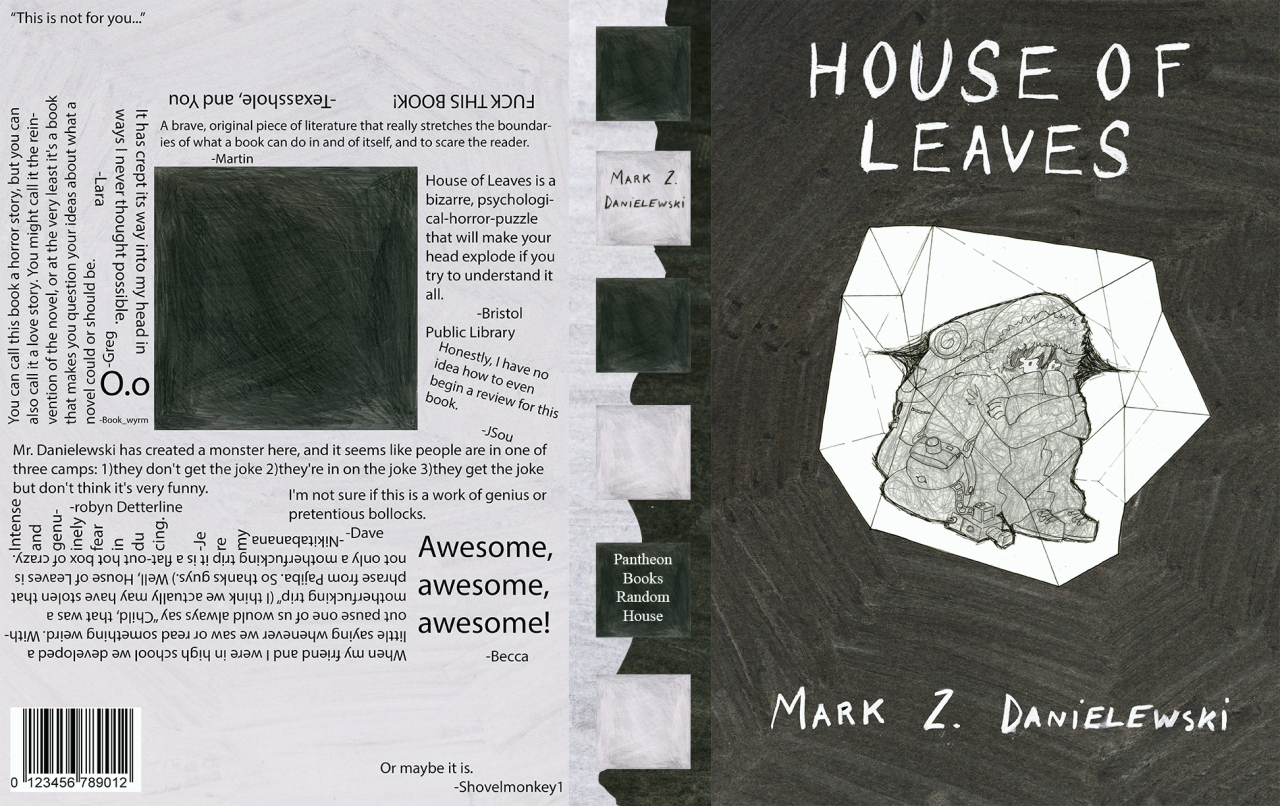 insertdisc5:  finished my book cover of House of Leaves!!!  Love love love this!!!