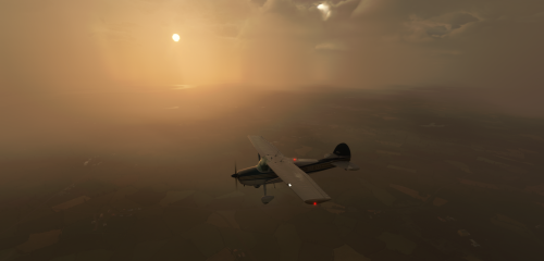 microsoft flight simulator 2020 - sunset in germany, mecklenburg-vorpommern, cessna 170b