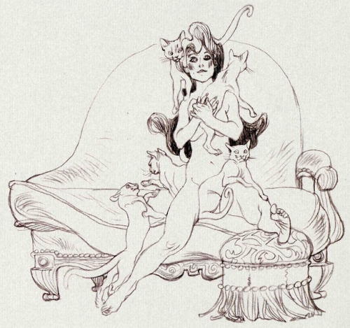 hiddentalons: artbyashara:Claire Wendling, self portrait @livingdeadpoetssociety