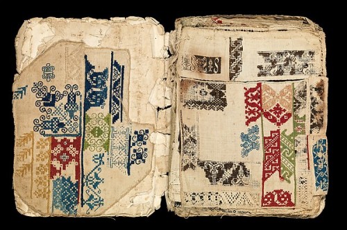 Booklet Of Embroidery And Drawnwork (early 17th Century). Probably Portugese. Linen, Silk, Leather, Paper.