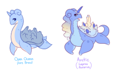 raidraws:more breed variations! Lapras with other pokemon