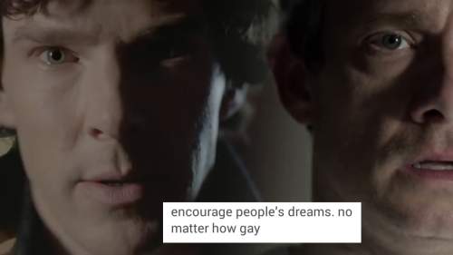 Campy Gay/Grumpy Bi Johnlock + Text Posts