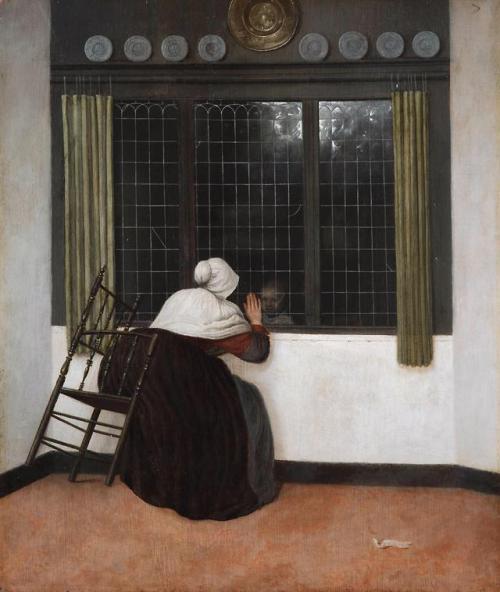 the-fine-art-america:Woman at a Window, Waving at a Girl. Jacobus Vrel, c.1650 [3743 × 4432] G