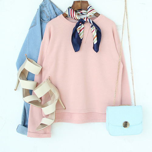 Pink Drop Shoulder High Low Cuffed T-shirt