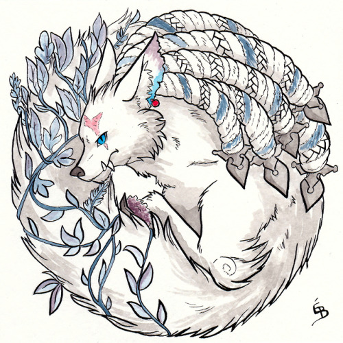 Inktober Day 6: HuskyDeamon Zephyr from Oninaki! (I know, I know, it’s a wolf, not a husk