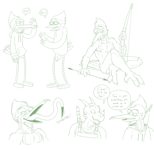 Crew doodles. Crewdles. With special guest: Regular Show-ified Shaibe. Did you know woodpeckers have