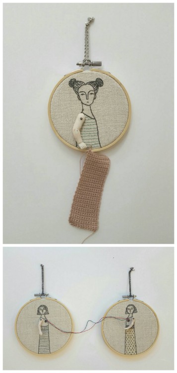 Art Inspiration: Hand Embroidered Hoop Art created by Cindy Steiler“Crochet Girl”  (Cindy Steiler)“T