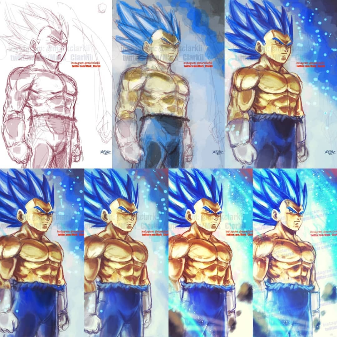 How To Draw Vegeta SSJ Blue Evolution, Step By Step