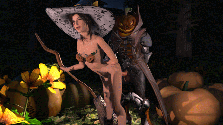 arnoldthehero:  Happy Halloween Lara model and props by Barbell 720p animation I