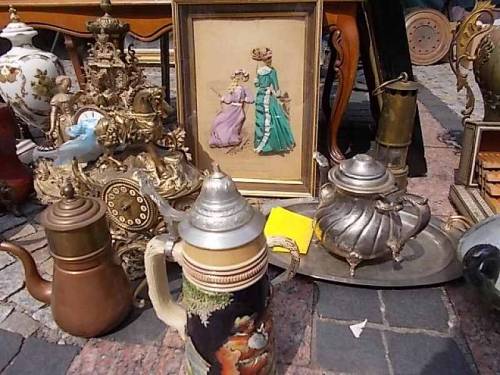 Old clocks & other antiquities - flea market, Wroclaw, Poland.