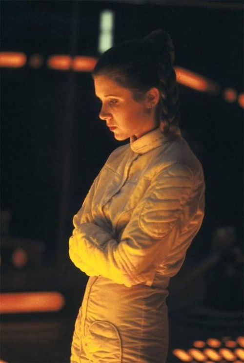theorganasolo: Carrie Fisher as Princess Leia on the set of The Empire Strikes Back