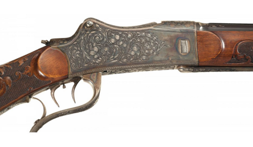 Exquisitely engraved German schuetzen rifle marked “B. Stahl, Suhl”. Late 19th century.