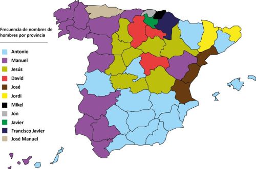 Most common names in Spain, 2021.Male - top, female - bottom.