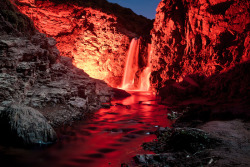 scienceisbeauty:  Long Exposure Neon Waterfalls: