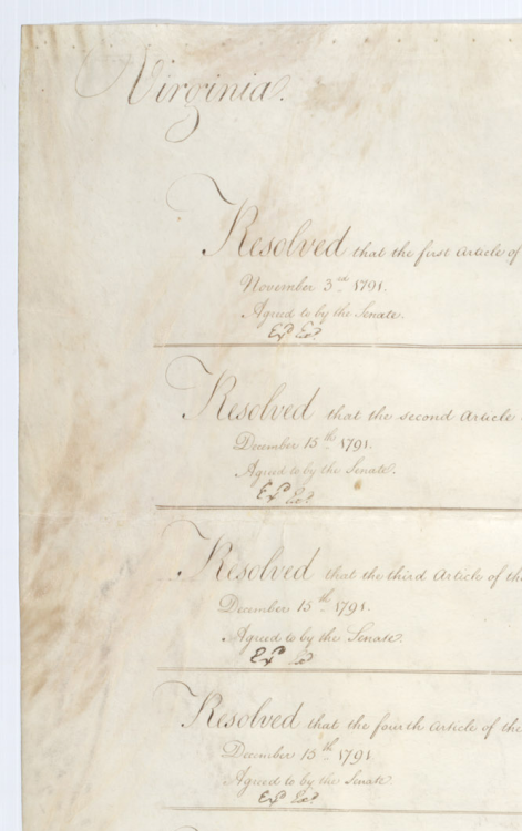 todaysdocument:The Bill of Rights became the first 10 amendments to the Constitution when Virginia r