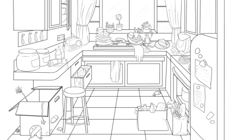 Project 9 for digital painting classmy assignment was to create a kitchen level of an object find ga