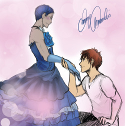 pueppiesblog:You know I had to.“Kise, why do you laugh? That’s no way to treat a princess in a dress - such a beautiful one to boot.”And here is Kagami showing just HOW to treat such a beautiful princess (and some shoujo glitter for free).You’re