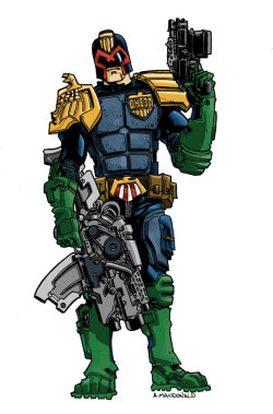 Thecomicartblog:  A Rather Over-Armed Judge Dredd By Andy Macdonald.look At The Size