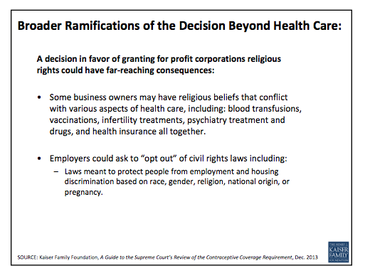 This primer on Hobby Lobby and Conestoga Wood v. Sebelius — the most important religious-freedom cases to be heard by the U.S. Supreme Court in at least a generation — comes from the (nonpartisan) Kaiser Family Foundation (more here).