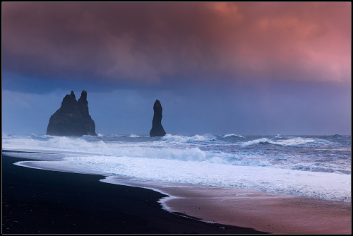 Vík and its black sand beach Reynisdrangar and the roaring north Atlantic ocean by Виктория Роготнев