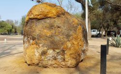the-future-now:  Exclusive Photos Of The Recently Found 30-Ton Argentine Meteorite  A gigantic piece of the famous Campo del Cielo meteorite fall that was  has been un-earthed, and is now on display in Gancedo, Chaco, Argentina. 