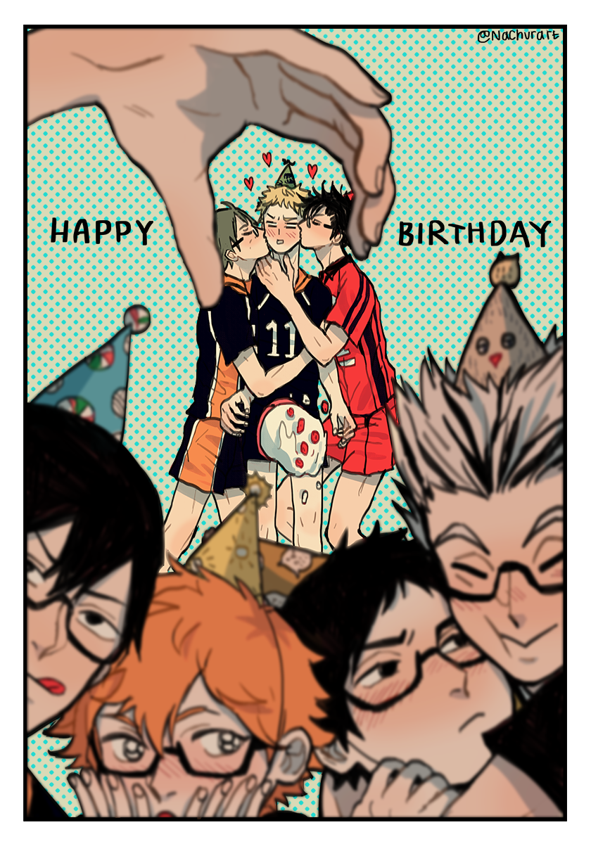 nachurart:  Happy birthday Tsukki~~~ 💋💋💋Now where did his glasses go…. 