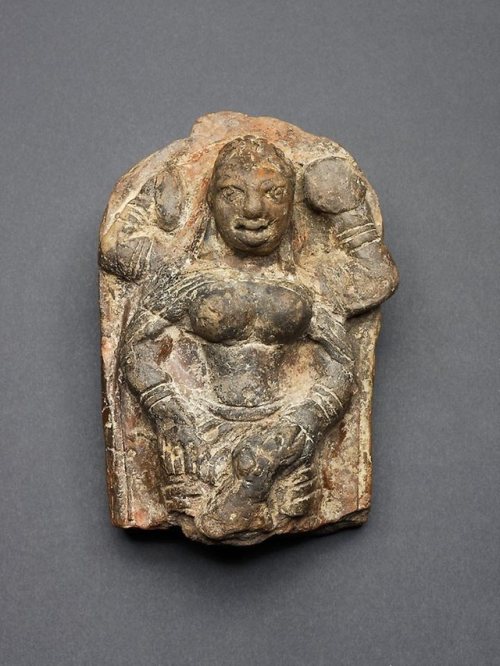 Durga salying Mahisha of Terracota - 101-200 CE, Mathura, UP.