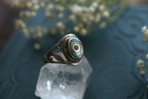 90377:Beautiful old and antique genuine silver rings with mother of pearl are available at my Etsy S